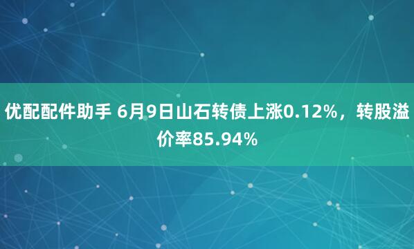优配配件助手 6月9日山石转债上涨0.12%，转股溢价率85.94%