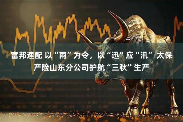 富邦速配 以“雨”为令，以“迅”应“汛” 太保产险山东分公司护航“三秋”生产